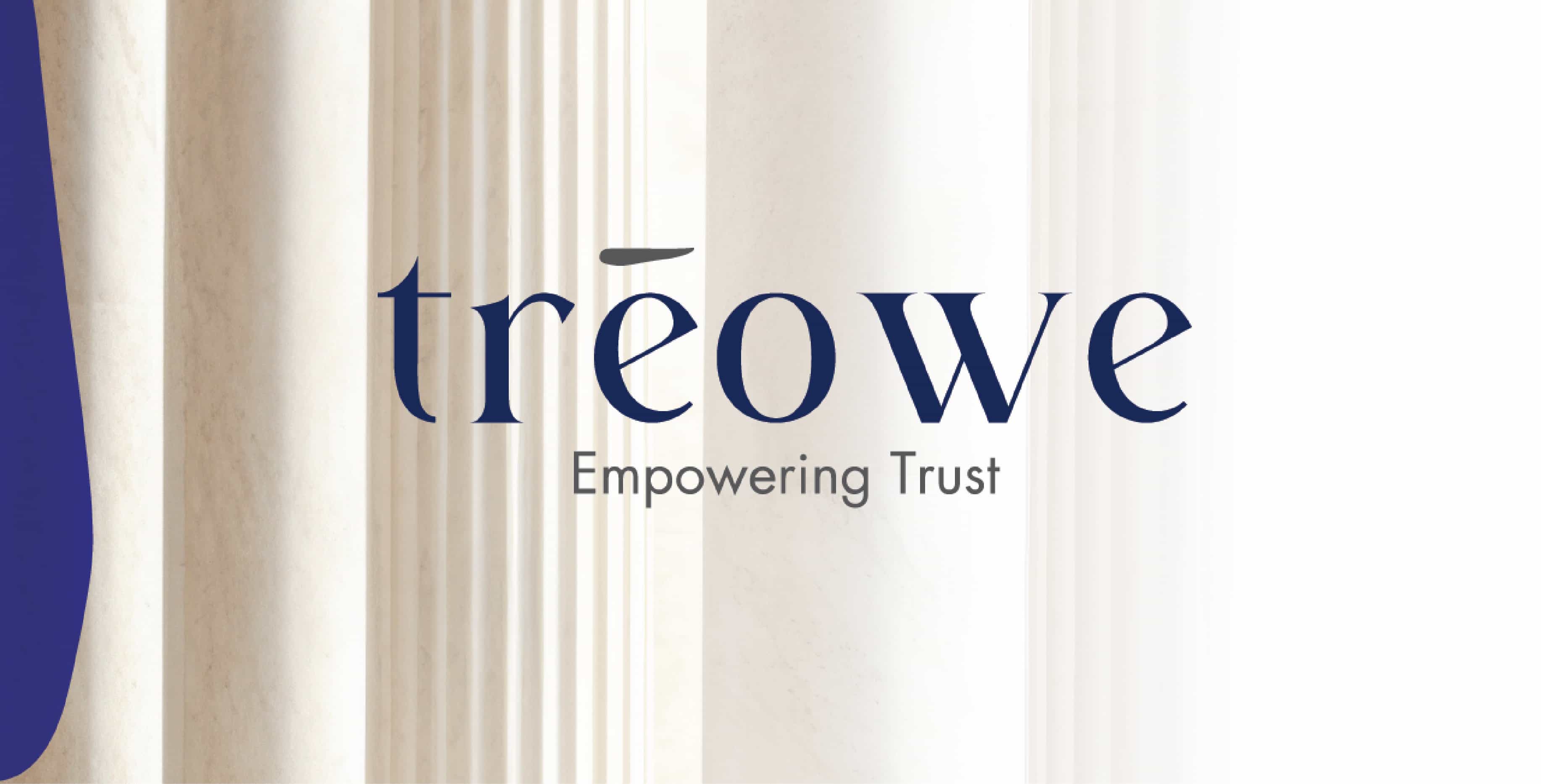 Treowe brand identity with architectural columns
